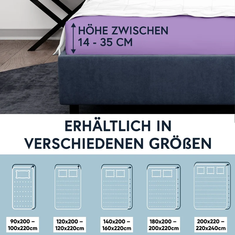 MOON-Luxury Spannbettlaken Jersey Stretch 230g/m² 97% Mako-Baumwolle 3% Elastan