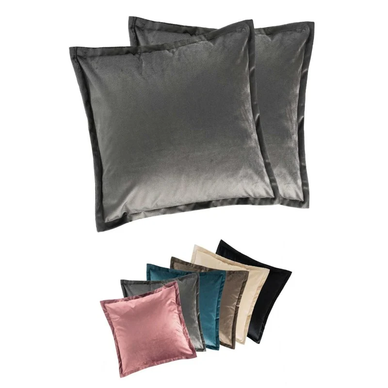 2er Pack Kissenhülle 50x50 cm Kissenbezug Reißverschluss edle Samt Optik Moon
