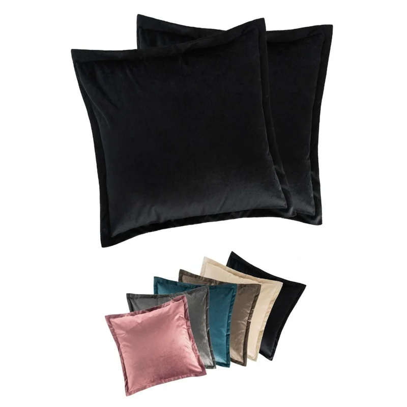 2er Pack Kissenhülle 50x50 cm Kissenbezug Reißverschluss edle Samt Optik Moon