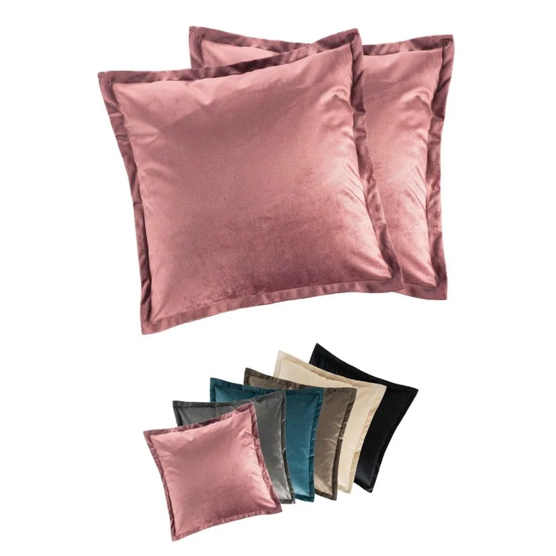 2er Pack Kissenhülle 50x50 cm Kissenbezug Reißverschluss edle Samt Optik Moon