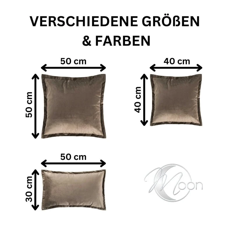 2er Pack Kissenhülle 50x50 cm Kissenbezug Reißverschluss edle Samt Optik Moon