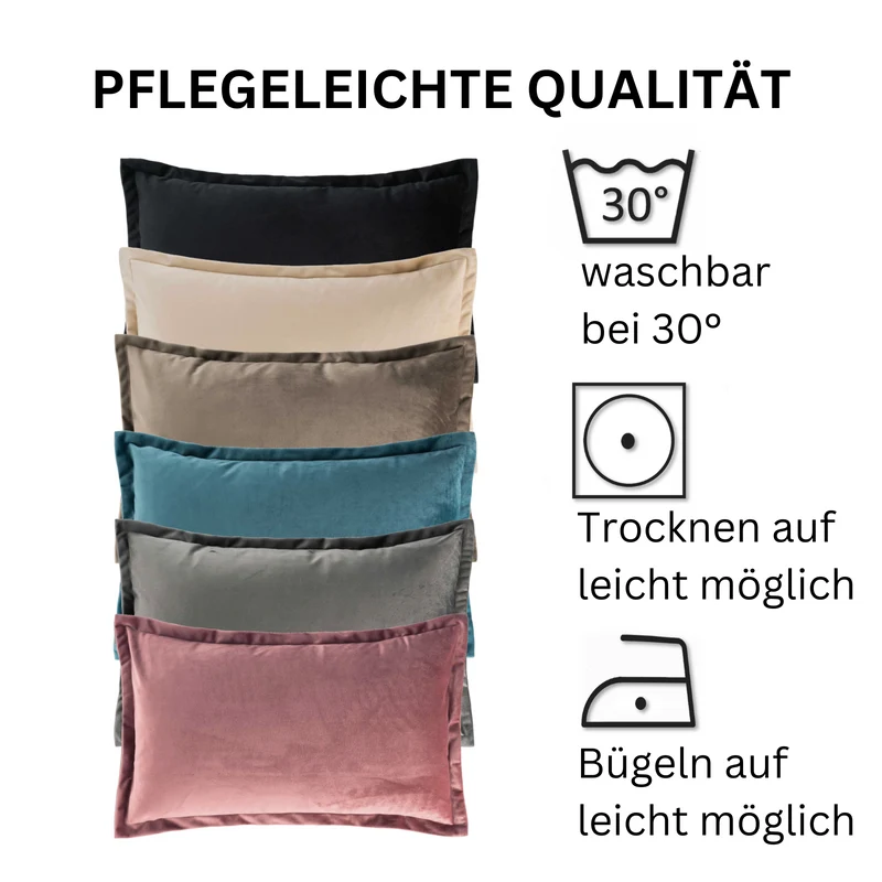 2er Pack Kissenhüllen 30x50 cm Kissenbezüge in edler Samt Optik Moon Flora