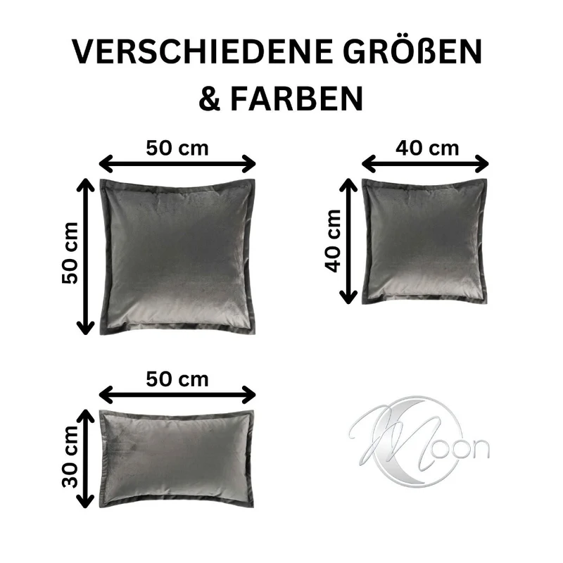 2er Pack Kissenhüllen 30x50 cm Kissenbezüge in edler Samt Optik Moon Flora