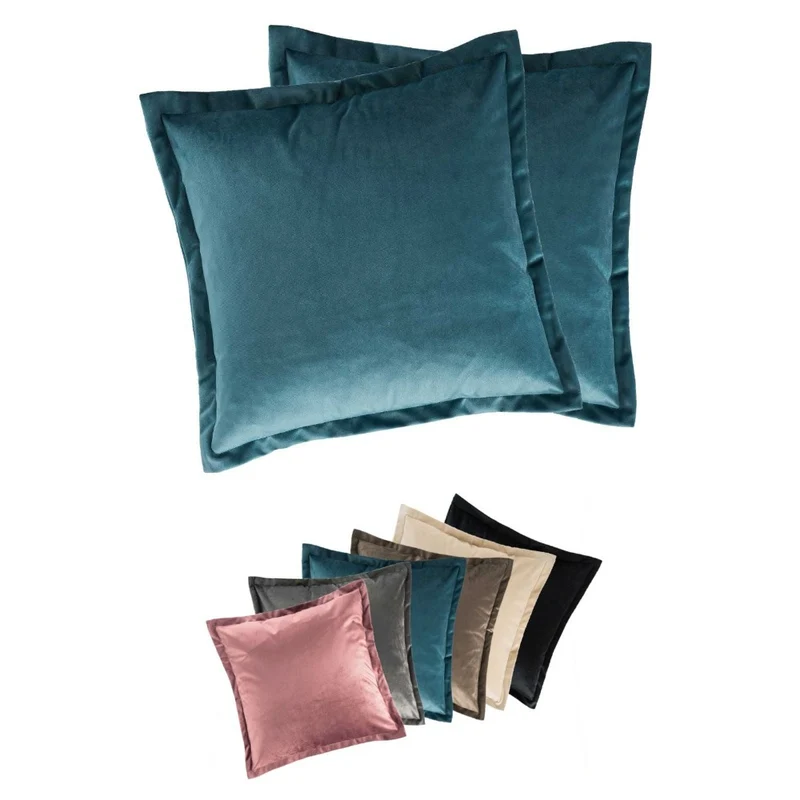 2er Pack Kissenhülle 40x40 cm Kissenbezug edle Samt Optik Moon Flora