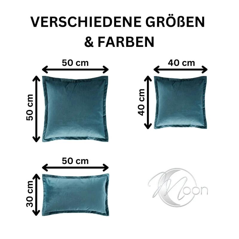 2er Pack Kissenhülle 40x40 cm Kissenbezug edle Samt Optik Moon Flora