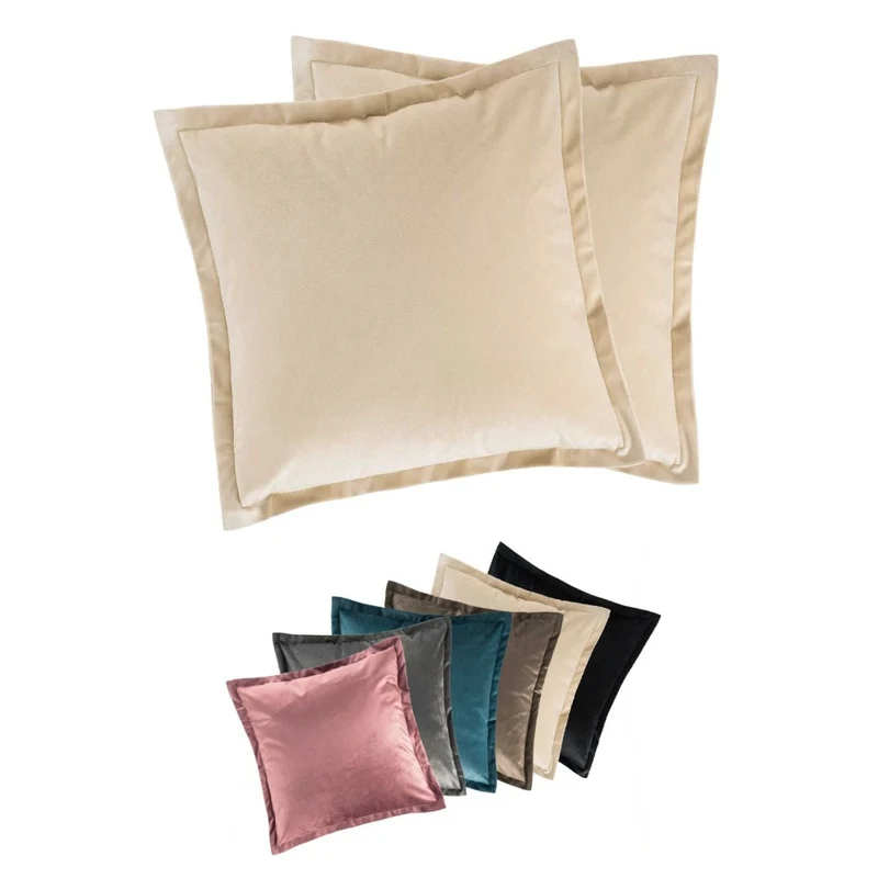 2er Pack Kissenhülle 40x40 cm Kissenbezug edle Samt Optik Moon Flora