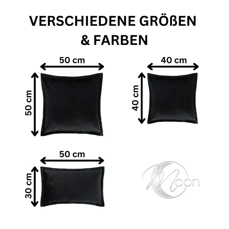 2er Pack Kissenhülle 40x40 cm Kissenbezug edle Samt Optik Moon Flora