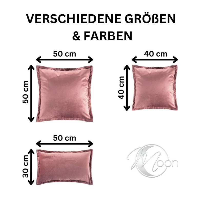 2er Pack Kissenhülle 40x40 cm Kissenbezug edle Samt Optik Moon Flora