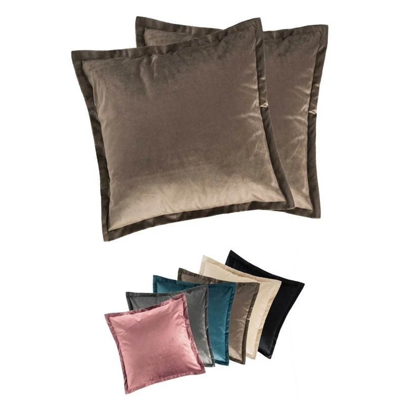 2er Pack Kissenhülle 40x40 cm Kissenbezug edle Samt Optik Moon Flora
