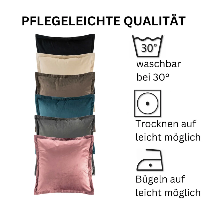 2er Pack Kissenhülle 40x40 cm Kissenbezug edle Samt Optik Moon Flora