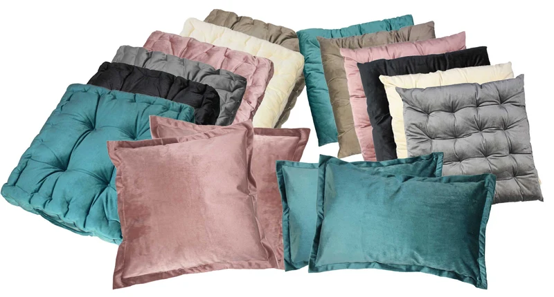 2er Pack Matratzenkissen Boxkissen 42x42x8 in sehr edler Samt Optik Flora