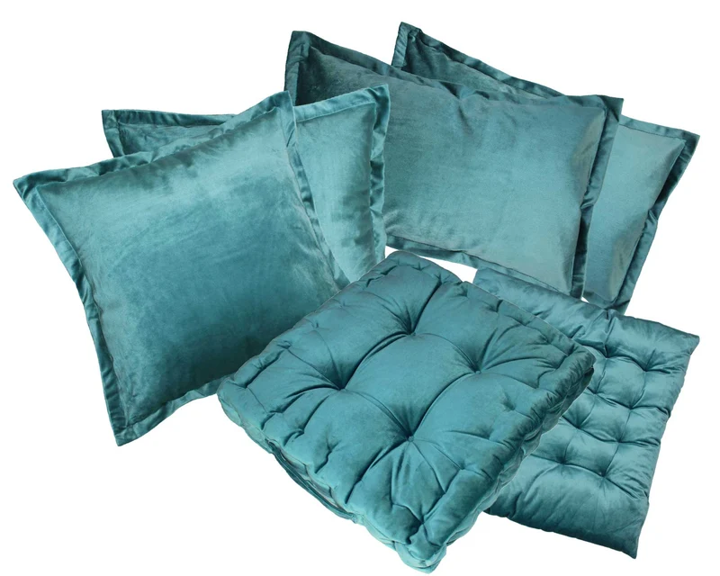 2er Pack Matratzenkissen Boxkissen 42x42x8 in sehr edler Samt Optik Flora
