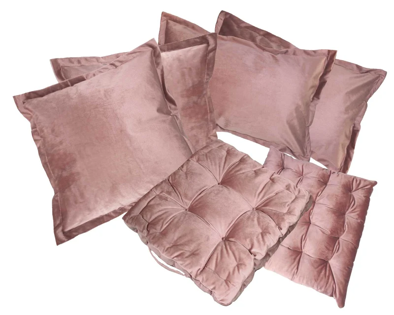2er Pack Matratzenkissen Boxkissen 42x42x8 in sehr edler Samt Optik Flora