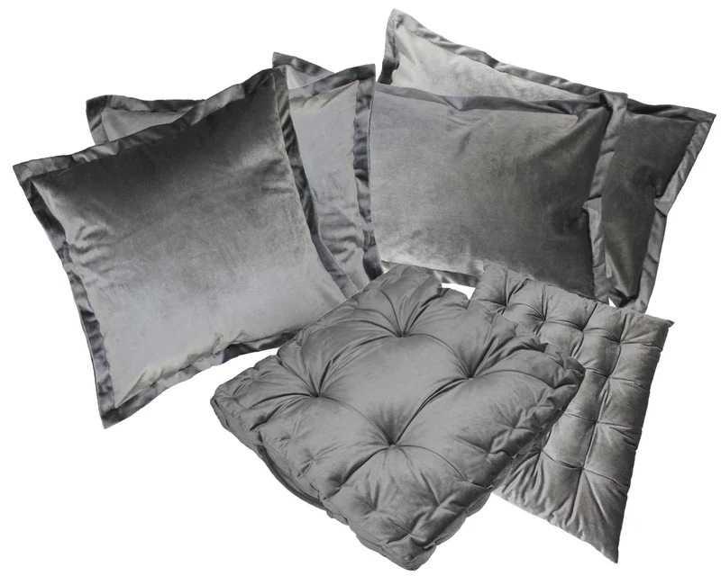 2er Pack Matratzenkissen Boxkissen 42x42x8 in sehr edler Samt Optik Flora