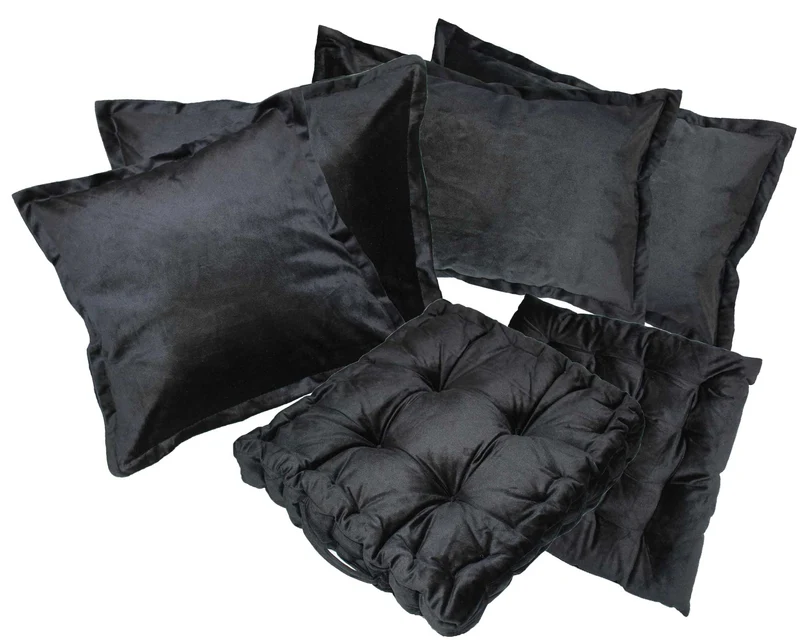 2er Pack Matratzenkissen Boxkissen 42x42x8 in sehr edler Samt Optik Flora