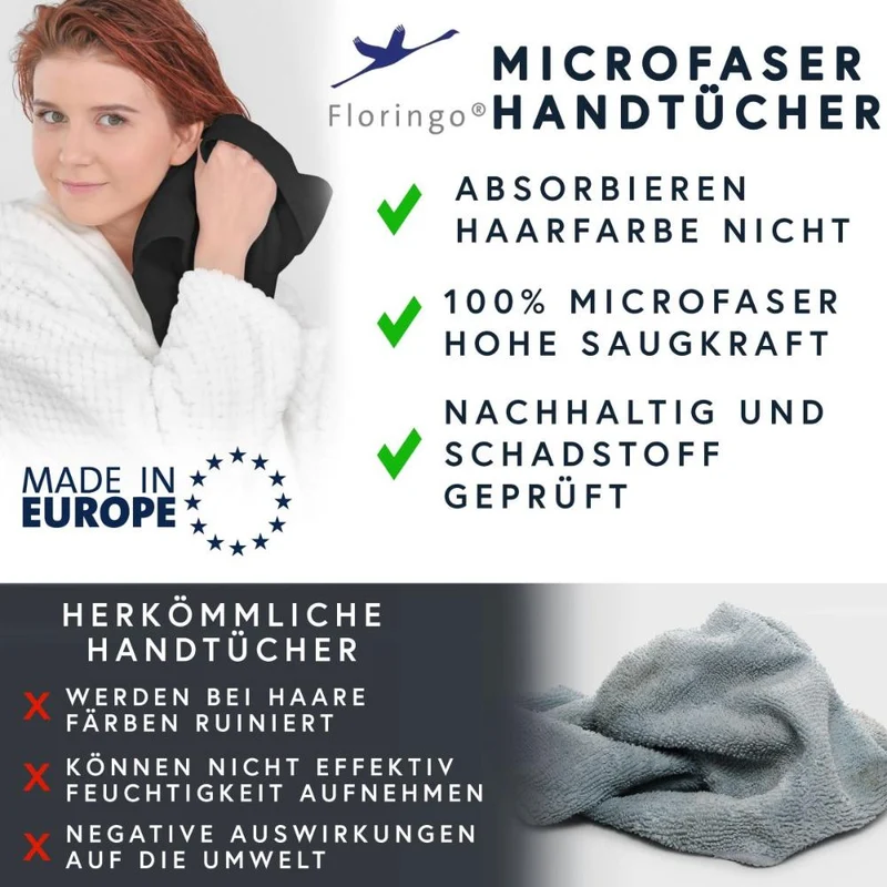 Friseurhandtuch Microfaser Duschtuch Handtuch Gästetuch mit Aufhänger Floringo
