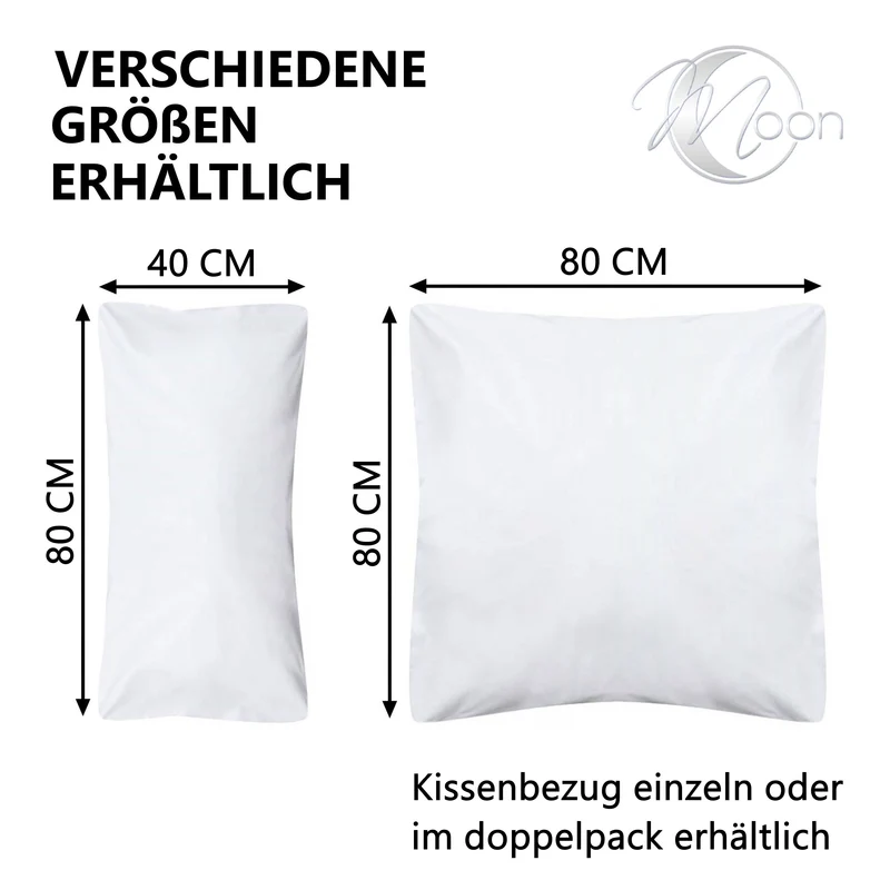 Moon - 2er Pack Hotelbettwäsche, Kissenbezug Linon weiß - Serie Classic mit Hotelverschluss - 100% Baumwolle - 95° Kochfest (weiß)