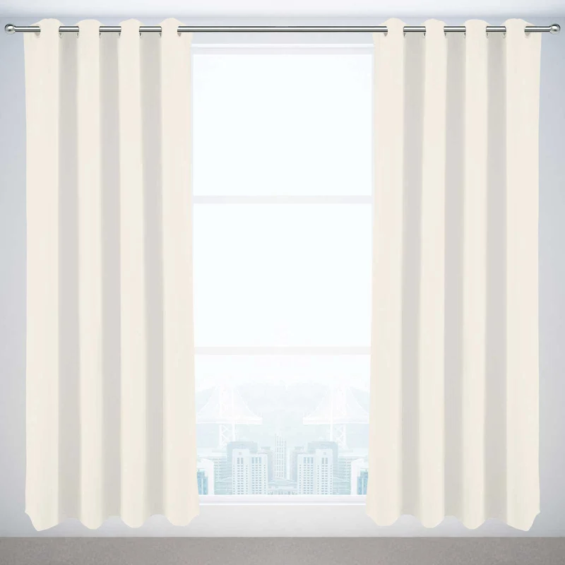 2er Pack Ösenvorhang 140x245cm Vorhang Halbverdunkelung Goldmond Venedig