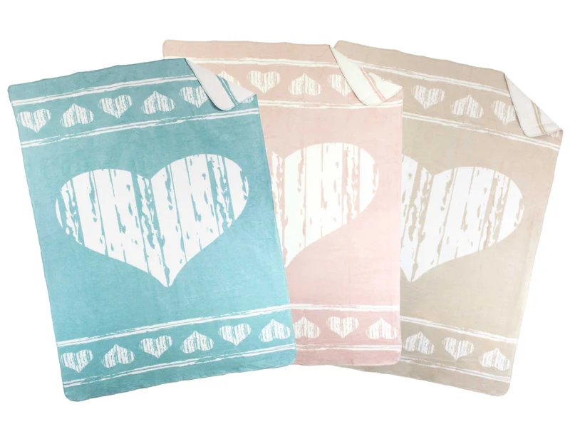 Moon Luxus Kuscheldecke Wolldecke Herz 150x200