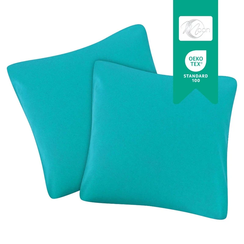 MOON Line-green 2er Pack Kissenbezug Kissenhülle Jersey 160g/m² 100% Baumwolle