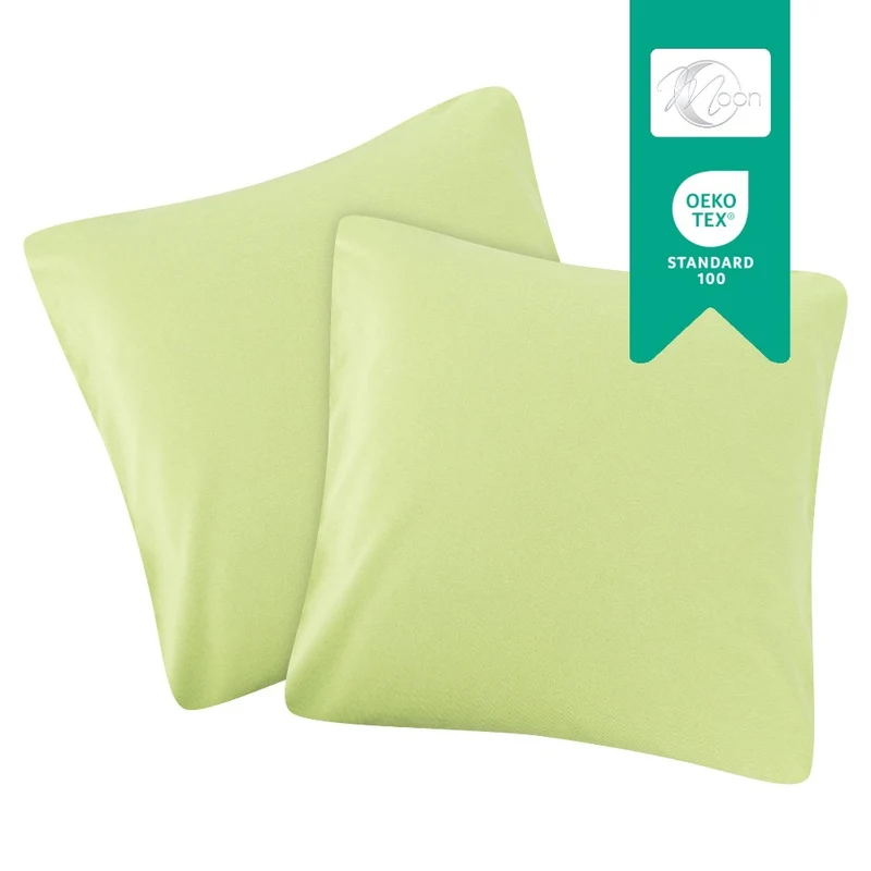 MOON Line-green 2er Pack Kissenbezug Kissenhülle Jersey 160g/m² 100% Baumwolle