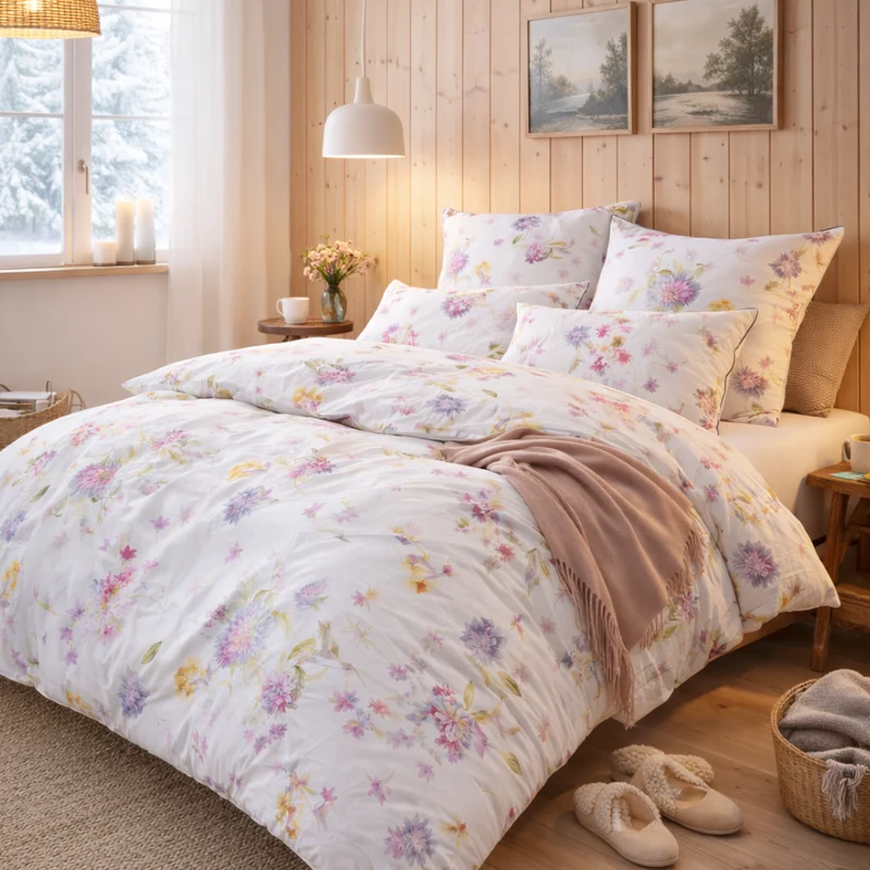 Mako-Satin Bettwäsche Delia – florale Eleganz | Bettwäsche in Deutschland produziert