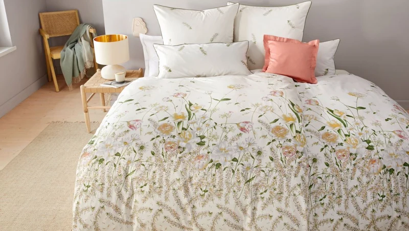 Luxus Bettwäsche Erika aus Mako-Satin – florales Design, Made in Germany
