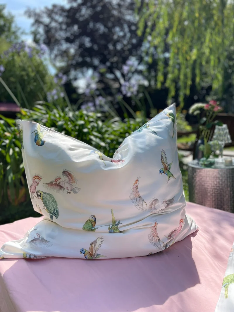 Luxus Bettwäsche Exotische Vögel aus 100 % Mako Satin – Bio-Bettwäsche Made in Germany