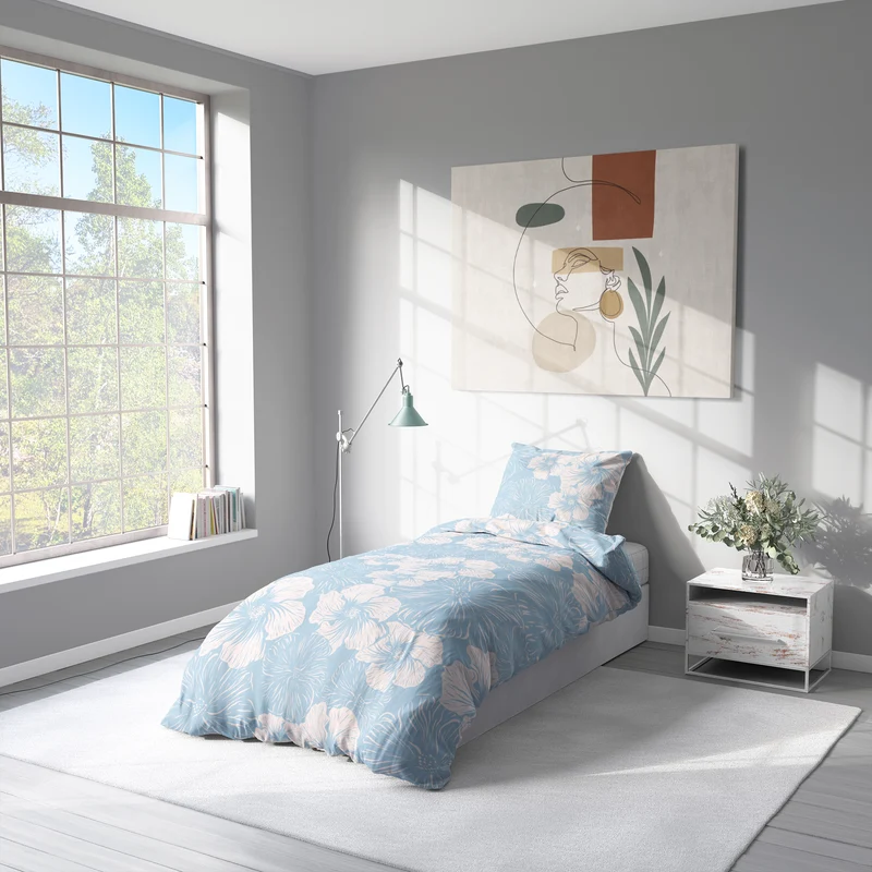 "Blaue Blumen" Premium Bettwäsche
