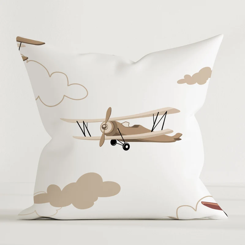 "Flugzeuge und Wolken" Premium Kinder Dekokissen