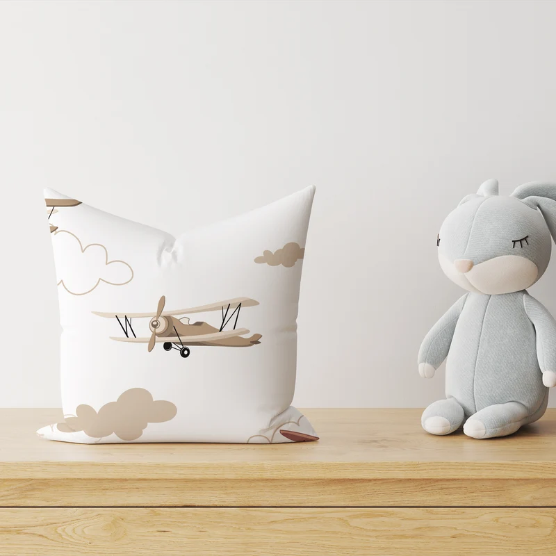 "Flugzeuge und Wolken" Premium Kinder Dekokissen