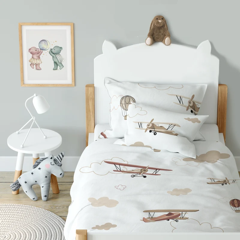 "Flugzeuge und Wolken" Premium Kinderbettwäsche