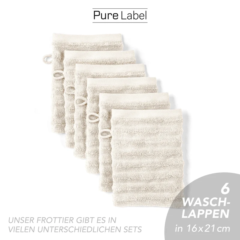 Waschlappen "Waves" - Creme - 6x 16x21cm