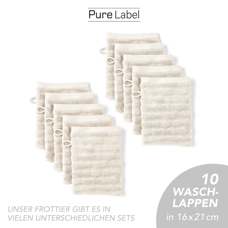 Waschlappen "Waves" - Creme - 10x 16x21cm
