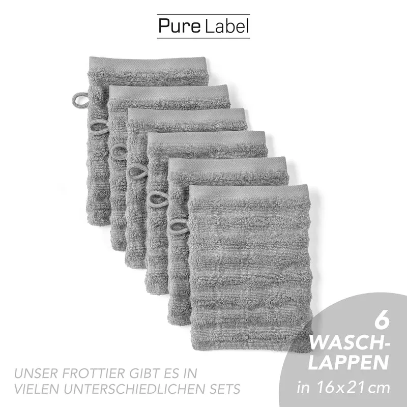 Waschlappen "Waves" - Dunkelgrau - 6x 16x21cm