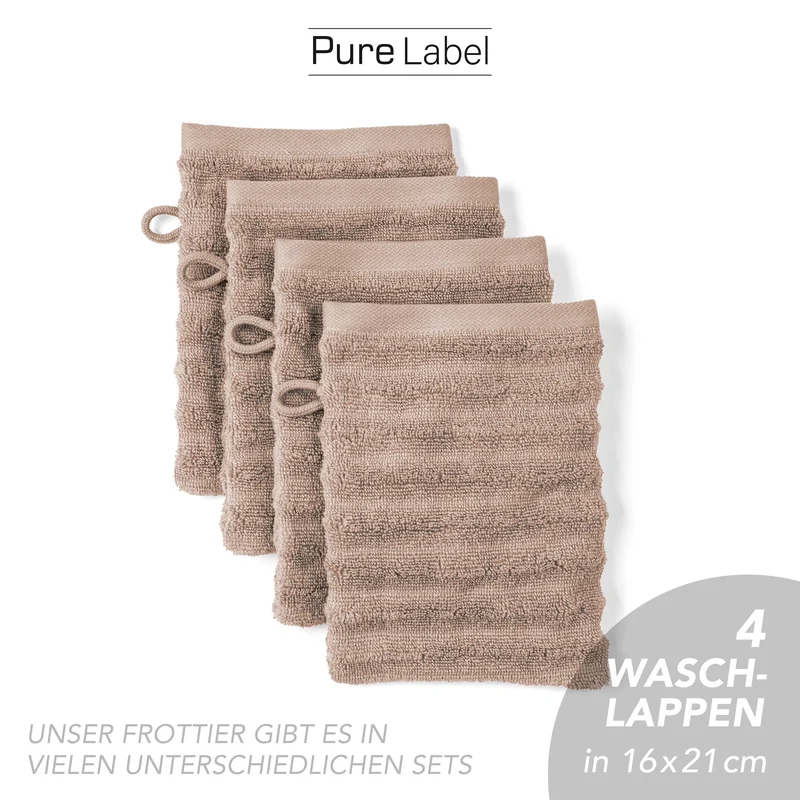 Waschlappen "Waves" - Hellbraun - 4x 16x21cm