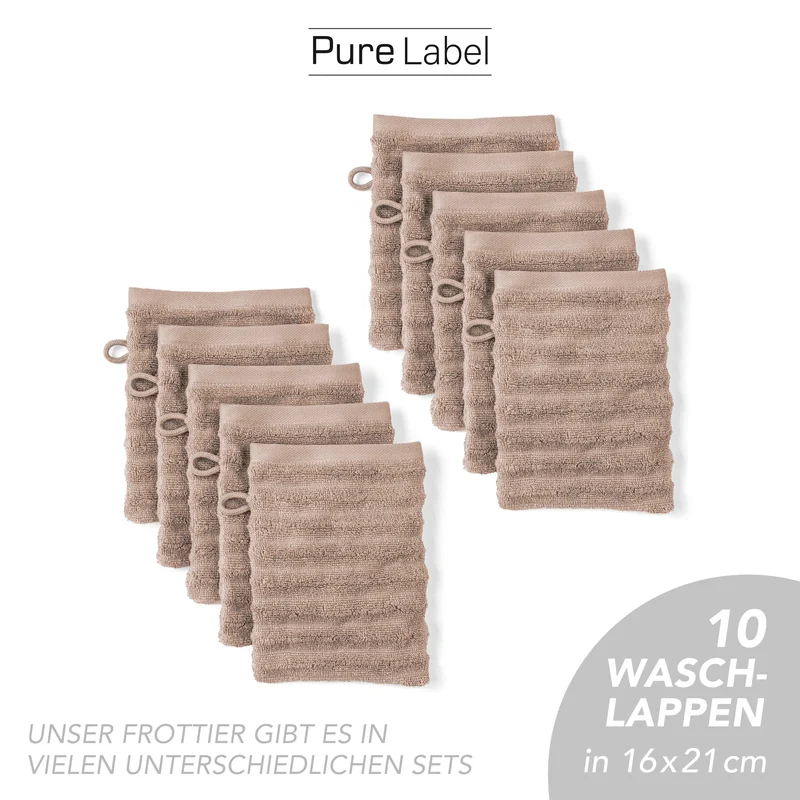 Waschlappen "Waves" - Hellbraun - 10x 16x21cm
