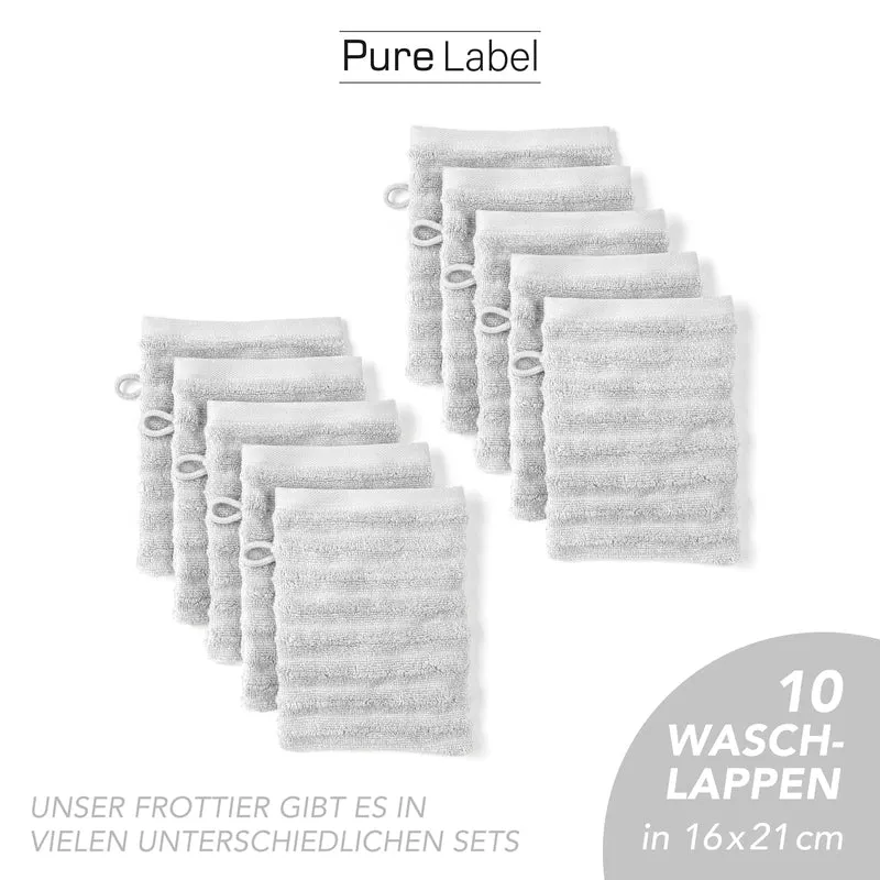 Waschlappen "Waves" - Hellgrau - 10x 16x21cm