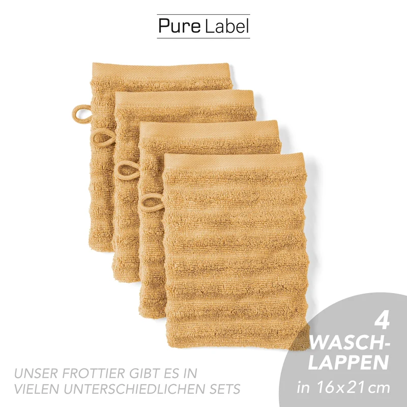 Waschlappen "Waves" - Safran - 4x 16x21cm