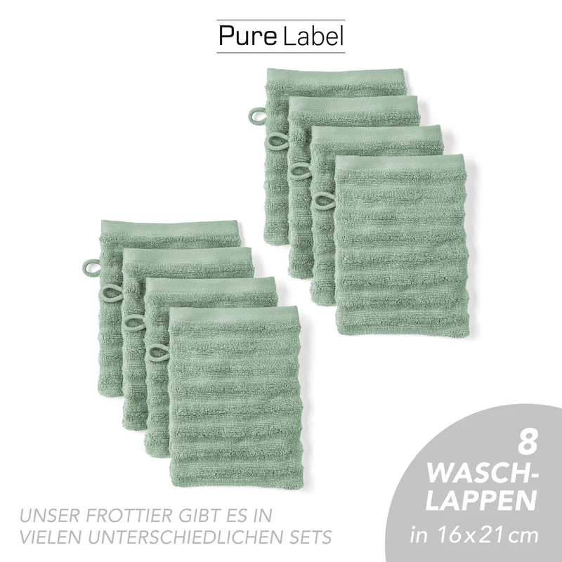 Waschlappen "Waves" - Salbeigrün - 8x 16x21cm