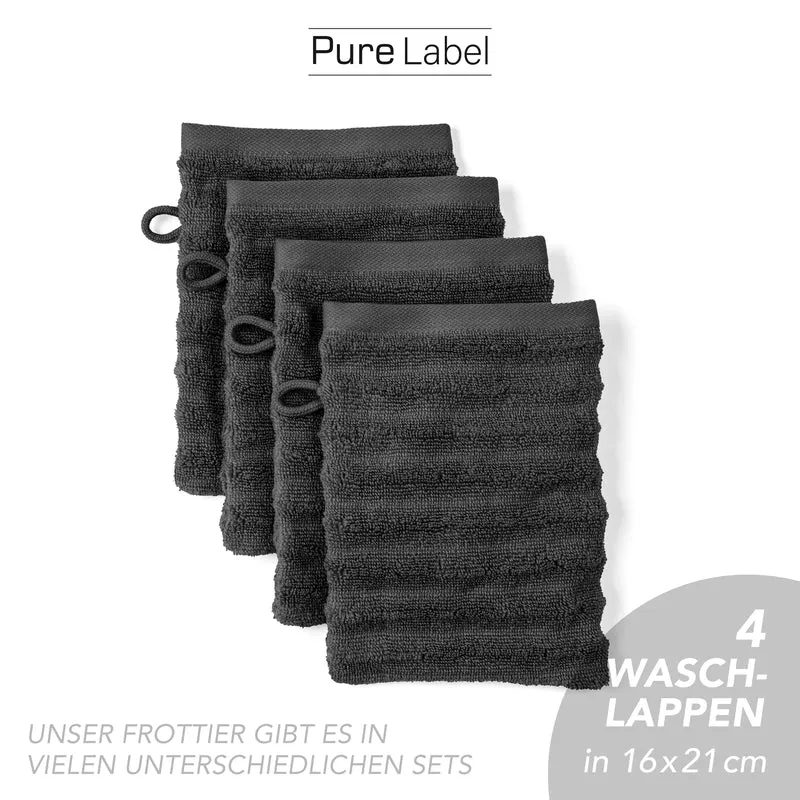 Waschlappen "Waves" - Schwarz - 4x 16x21cm