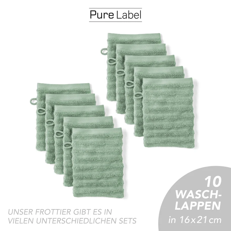 Waschlappen "Waves" - Salbeigrün - 10x 16x21cm