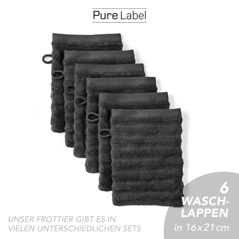 Waschlappen "Waves" - Schwarz - 6x 16x21cm