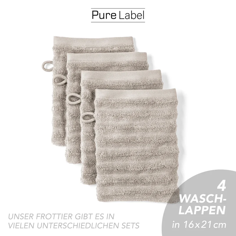 Waschlappen "Waves" - Taupe - 4x 16x21cm