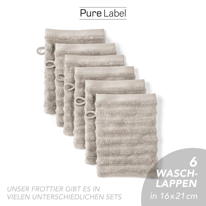 Waschlappen "Waves" - Taupe - 6x 16x21cm