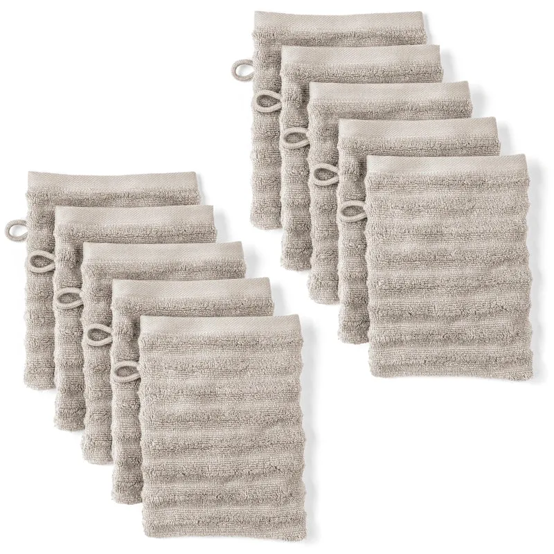 Waschlappen "Waves" - Taupe - 10x 16x21cm