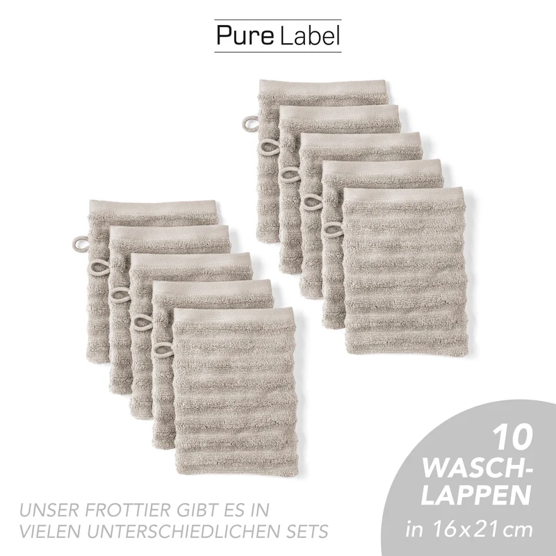 Waschlappen "Waves" - Taupe - 10x 16x21cm