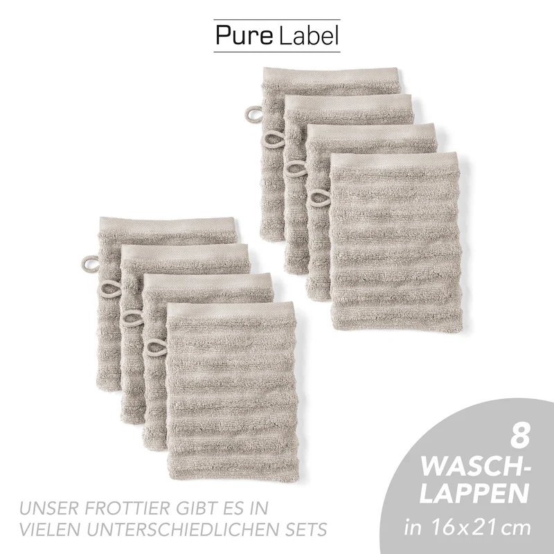 Waschlappen "Waves" - Taupe - 8x 16x21cm