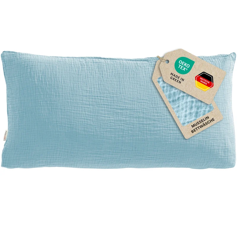 Musselin Kopfkissenbezug - Hellblau - 40x80 cm