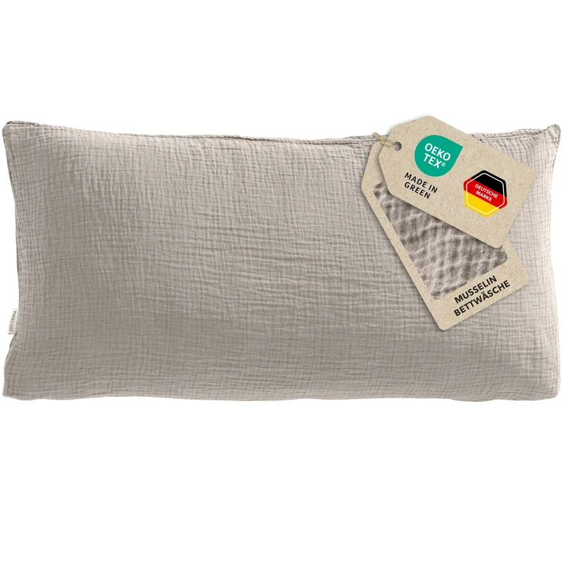 Musselin Kopfkissenbezug - Taupe - 40x80 cm